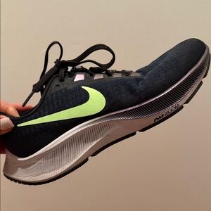 Nike Zoom Pegasus Black and Lime Athletic Sneakers